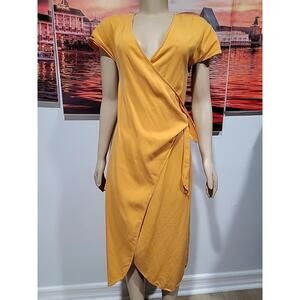 PARIS ATELIER & OTHER STORIES MUSTERED WRAP CAP SLEEVE Size 4 MIDI DRESS #C